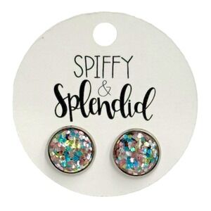 Spiffy & Splendid Confetti Resin Handmade Hypoallergenic Stainless Steel Earring